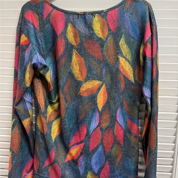 MISSLOOK Long Sleeve Shirt with Fall Leaf Pattern - Picture 2 of 3